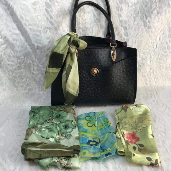 Vintage Accessories - 4 Vintage Scarves Various Sizes Lot Bundle Scarfs